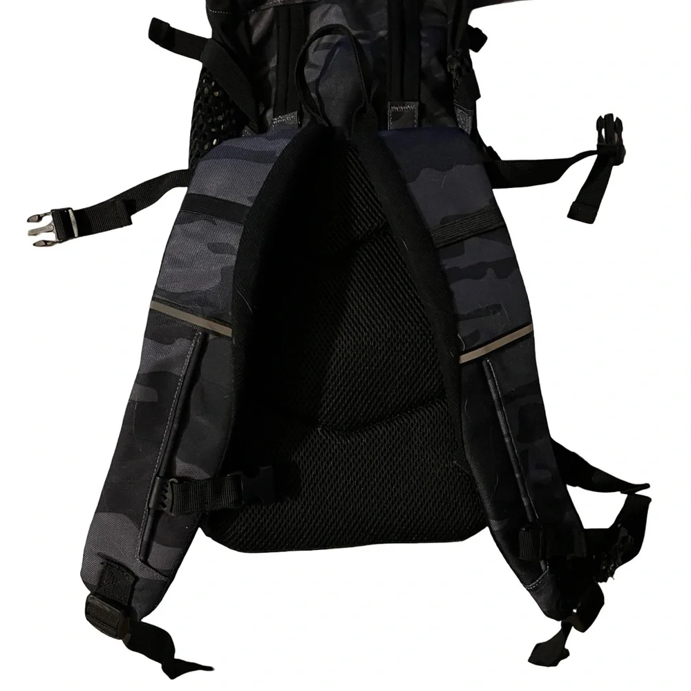 Stylish Black/Grey Camouflage Dog Carrier Backpack